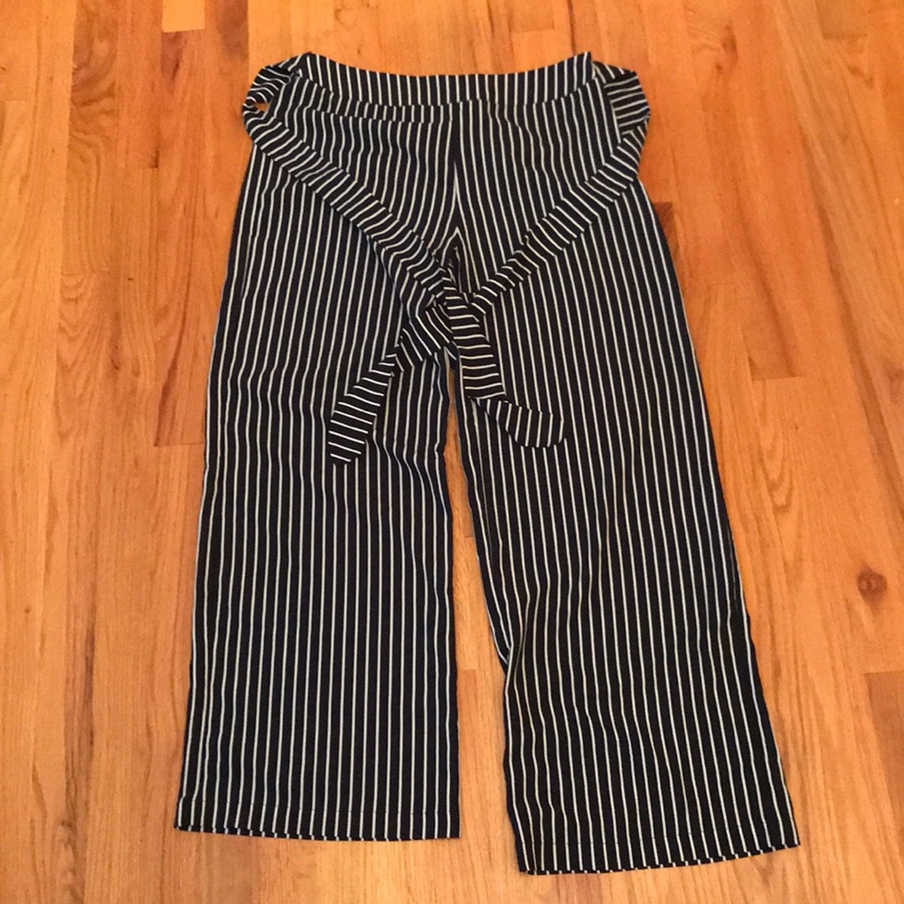 Blue and white striped pants
